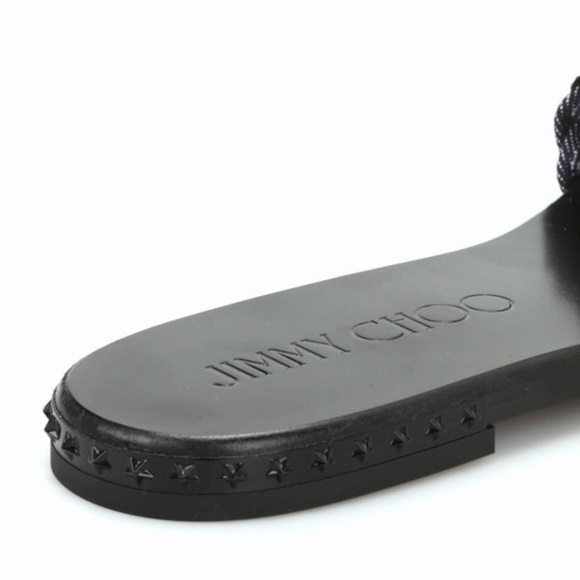 JIMMY CHOO Weave Flat glitter sandals - Picture 2 of 7